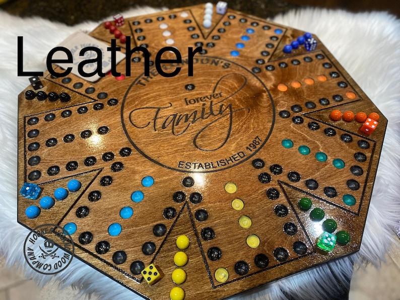 Wooden Wahoo Board Game With Dice and Marbles, Free Personalization, 23 Inches With 16MM Marbles