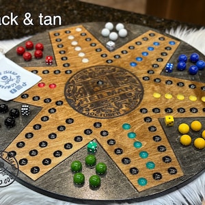 Deluxe Wooden Wahoo Board Game With Dice and Marbles, Free Personalization, 23 Inches With 22 MM Marbles