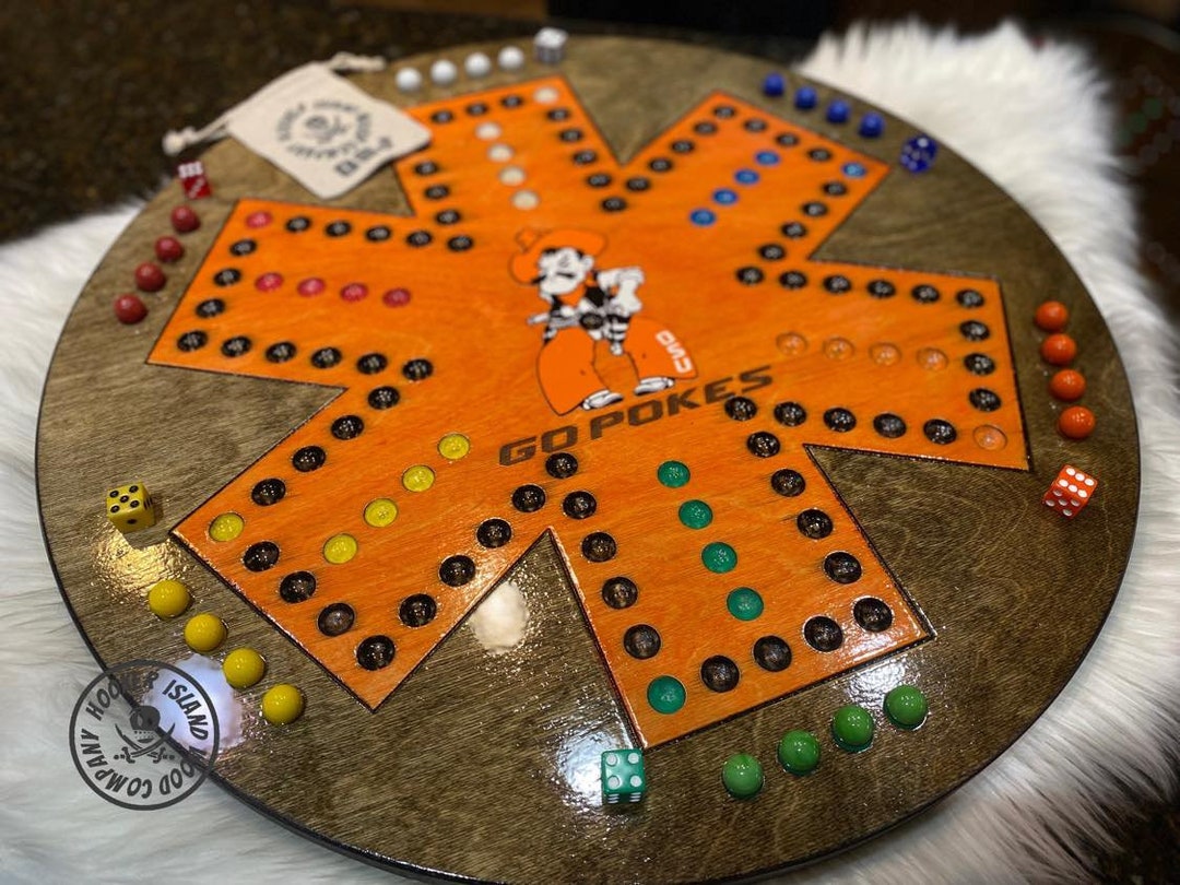 OSU Wooden Wahoo Board Game With Dice and Marbles Free Personalization