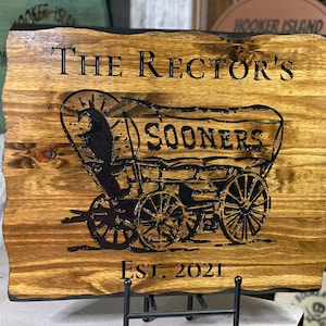 OU Sooner Wall Hanging - Live Edge Style - Personalized - OU License #JB5218