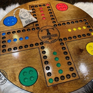 Wooden Carbles Board Game With Dice and Marbles, Free Personalization