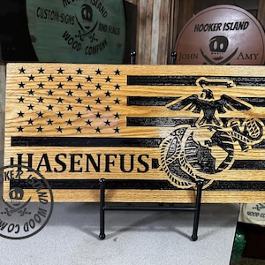 US Marine Corps Wood Flag, USMC Semper Fi Gift