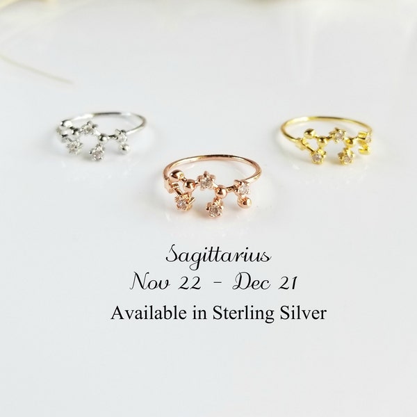 Dainty Sagittarius Constellation Ring With Sparkle CZ Stones in Sterling Silver | Zodiac Horoscope Astrology Jewelry | Jewelry Gift Idea