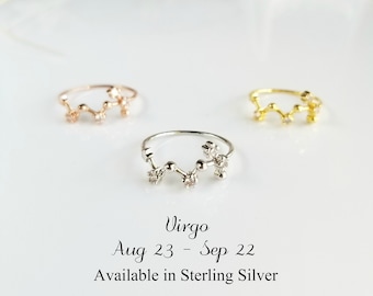 Virgo Ring Zodiac Ring Virgo Gifts, Constellation Ring Gift for Her Zodiac Jewelry Celestial Astrology Rings Birthday Ring Horoscope Jewelry