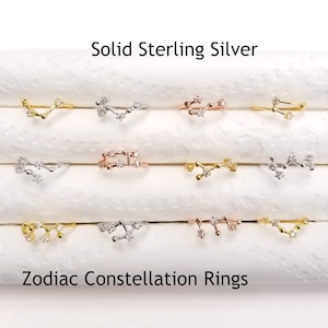 Constellation Ring Sterling Silver, Zodiac Ring Sterling Silver, Celestial Horoscopes Jewelry Astrology Rings Birthday Ring Delicate Rings