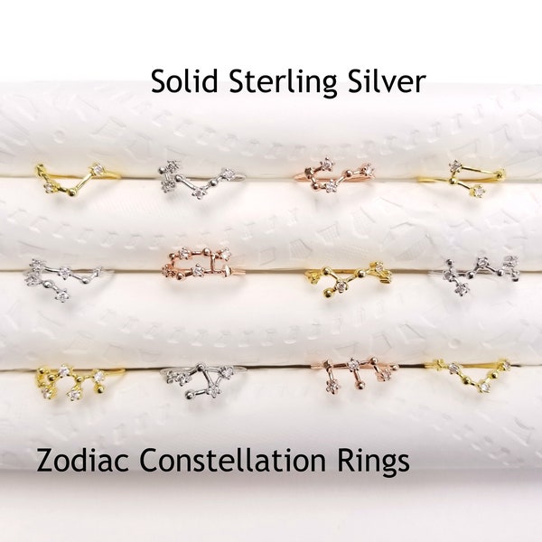 Constellation Ring Sterling Silver, Zodiac Ring Sterling Silver, Celestial Horoscopes Jewelry Astrology Rings Birthday Ring Delicate Rings