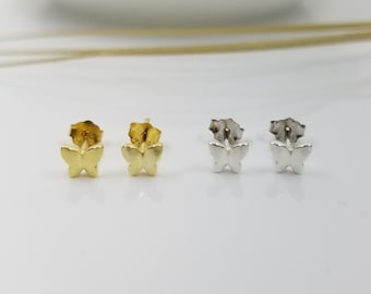 Butterfly Stud Earrings Sterling Silver, Gold Stud Earrings, Cartilage Earrings, Minimalist Earrings, Dainty Earrings, Tiny Stud Earrings