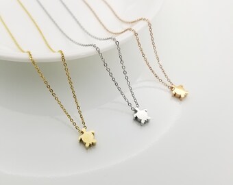 Turtle Necklace, Sea Turtle Gift, Petite Turtle Charm Necklace Silver Gold or Rose Gold, Gift for Mom, Beachy Jewelry