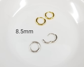 Solid Sterling Silver Huggie Style Hoop Earrings, Small Hoops Earrings, Silver Gold Sleeper Hoop Earrings Simple Every day Earrings