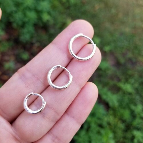 Small Thick Hoop Earrings Sterling Silver Gold Thick Huggie Etsy