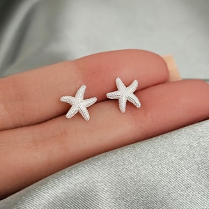 Starfish Earrings in Sterling Silver, Star Stud Earrings Minimalist, Cartilage Earrings, Silver Stud Earrings, Small Post Earrings Starfish