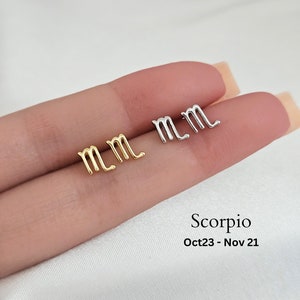 Zodiac Scorpio Earrings in Sterling Silver Tiny Stud Earrings Constellation Earrings Minimalist Earrings Celestial horoscope Star earrings