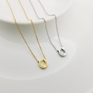 Dainty Horseshoe Necklace Silver or Gold, Mother&#39;s Day Gift, Minimalist Necklace, Girlfriend Gift, Gift for Best Friend
