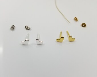 Heart Shape Stud Earrings in Solid Sterling Silver, Valentines Gift, Girlfriend Gift, Silver Earring Studs, Gold Earrings, Friendship Gift