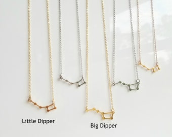 Little Constellation Necklace Little Dipper North Star / Big Dipper Necklace in Silver Gold and Rose gold Ursa Minor Polaris Necklace