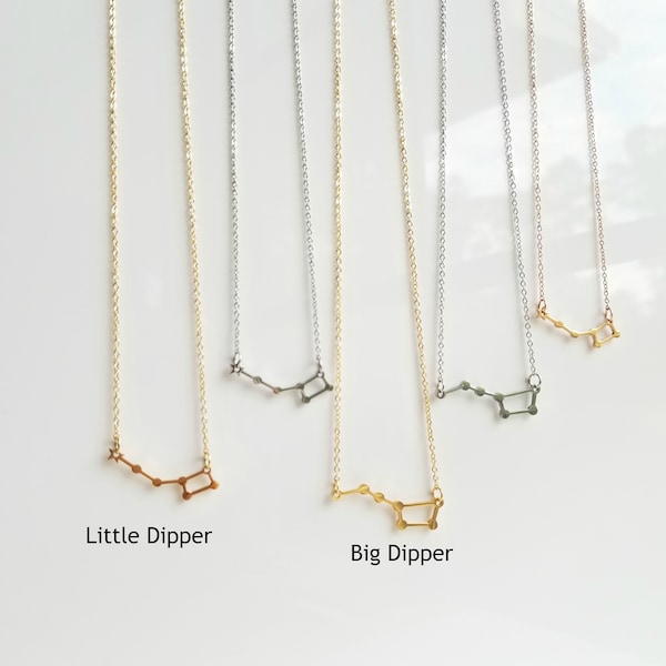 Little Constellation Necklace Little Dipper North Star / Big Dipper Necklace in Silver Gold and Rose gold Ursa Minor Polaris Necklace