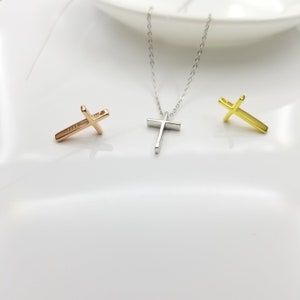Small Cross Necklace, Dainty Cross Charm Necklace in Silver Gold Rose Gold, Perfect Christian Jewelry Gift or Mothers Day Gift