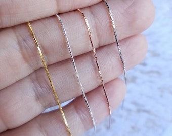 Box Chain Threader Earrings in Sterling Silver | Thin Chain Earrings Silver Gold Rose Gold | Multiple Piercing Earrings | Simple Minimalist