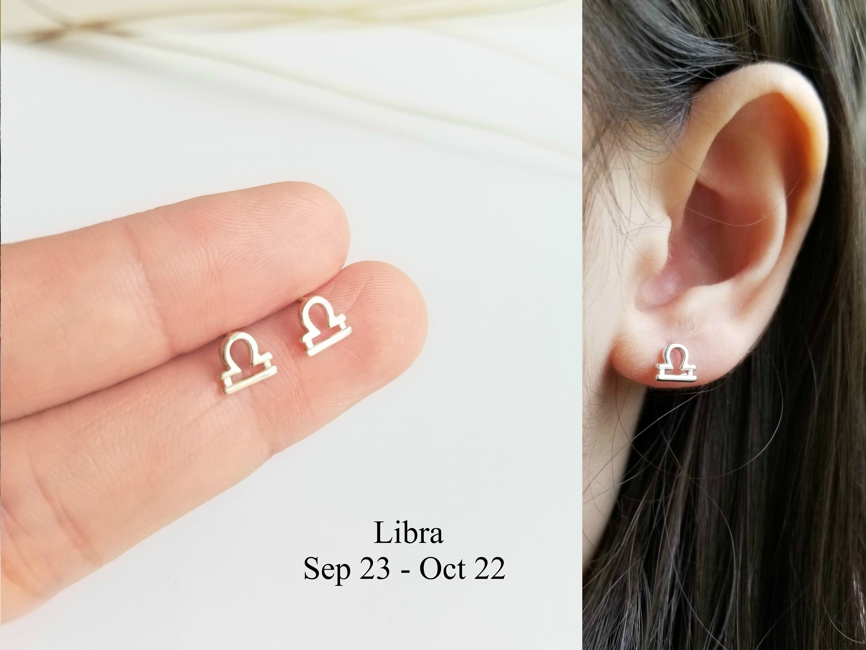 Zodiac Earrings Libra Sterling Silver 