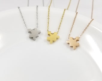 Puzzle Necklace Best friend gift Friendship Necklace Silver Gold Rose Gold Puzzle Necklace Stainless steel Necklace