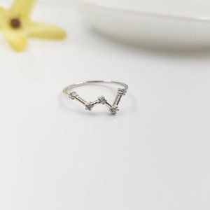 Cassiopeia Ring in Solid Sterling Silver, Dainty Constellation Ring, Star Celestial Horoscope Jewelry