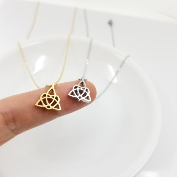 Trinity Celtic Knot Necklace Stainless Steel Gold,  Irish Necklace Celtic Jewelry Gift for Best Friend, Heart Shape Dainty necklace