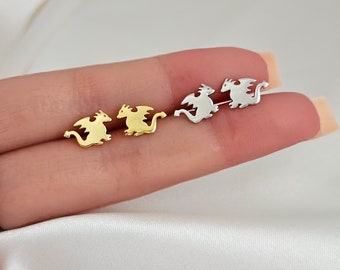 Dragon Earrings Studs Sterling Silver, Dragon Earrings Gold, Christmas Gift Stocking Stuffer