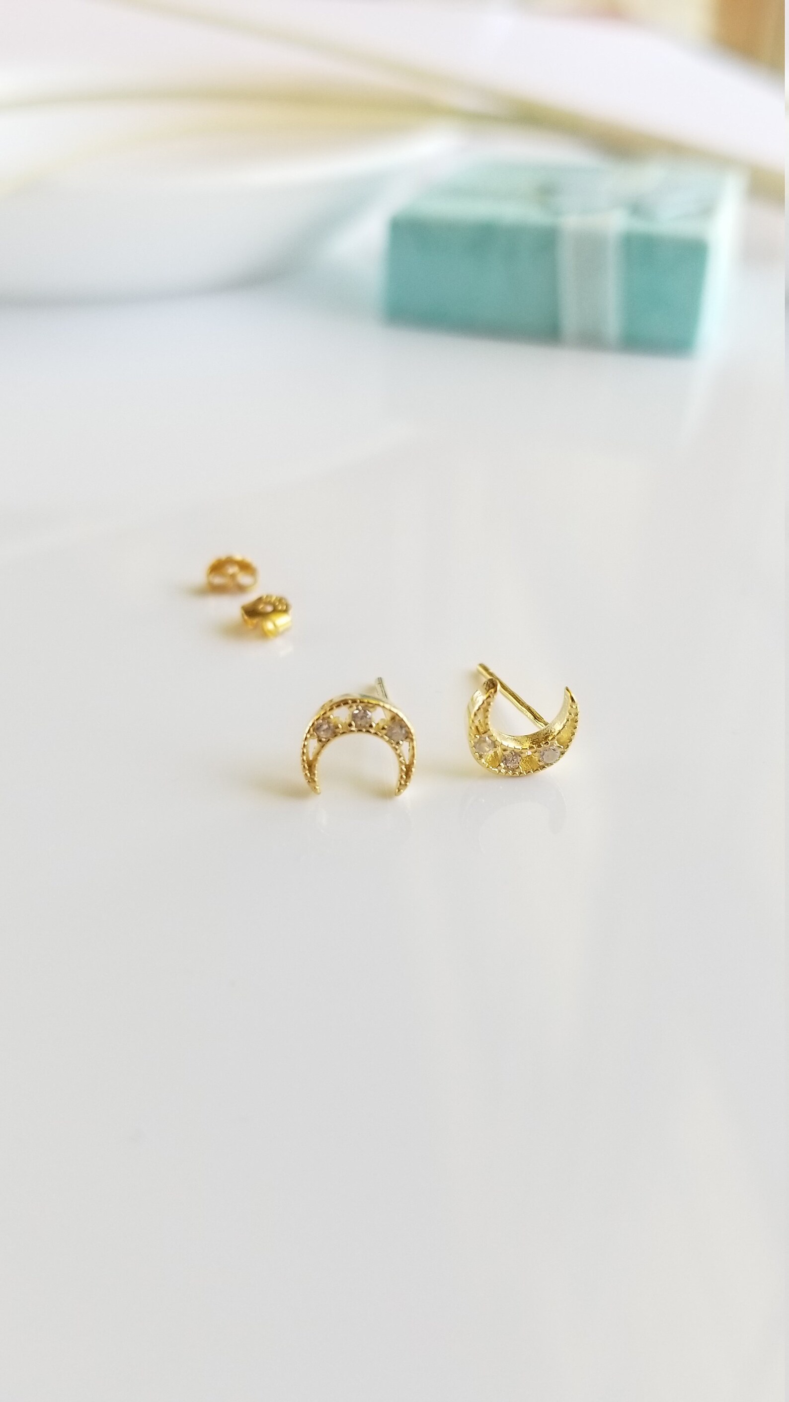 tiny moon earrings