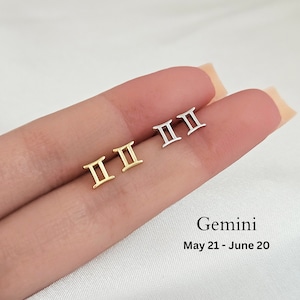 Gemini Earrings in Sterling Silver, Tiny Zodiac Earring Studs, Constellation Star Celestial Earrings Astrology Jewelry Star Earrings