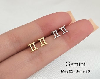 Gemini Earrings in Sterling Silver, Tiny Zodiac Earring Studs, Constellation Star Celestial Earrings Astrology Jewelry Star Earrings