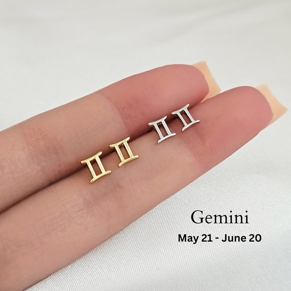 Gemini Earrings in Sterling Silver, Tiny Zodiac Earring Studs, Constellation Star Celestial Earrings Astrology Jewelry Star Earrings