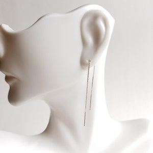 Threader Earrings Gold Rose Gold Silver Threader Earrings, Box Chain Earrings Drop Earrings, Silver Earrings Dangle Earrings image 8