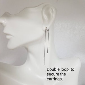 Threader Earrings Gold Rose Gold Silver Threader Earrings, Box Chain Earrings Drop Earrings, Silver Earrings Dangle Earrings image 6