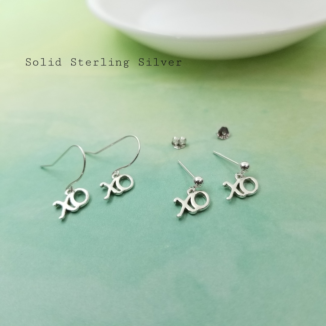 Xoxo Earrings in Solid Sterling Silver, Christmas Gift Valentines Gift