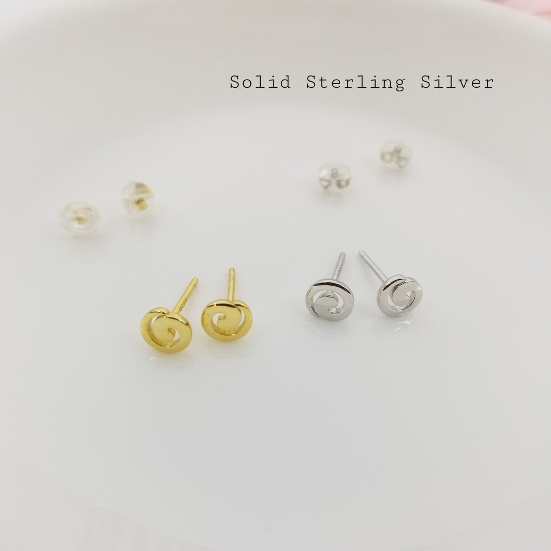 Spiral Earrings Sterling Silver Tiny Spiral Stud Earrings - Etsy