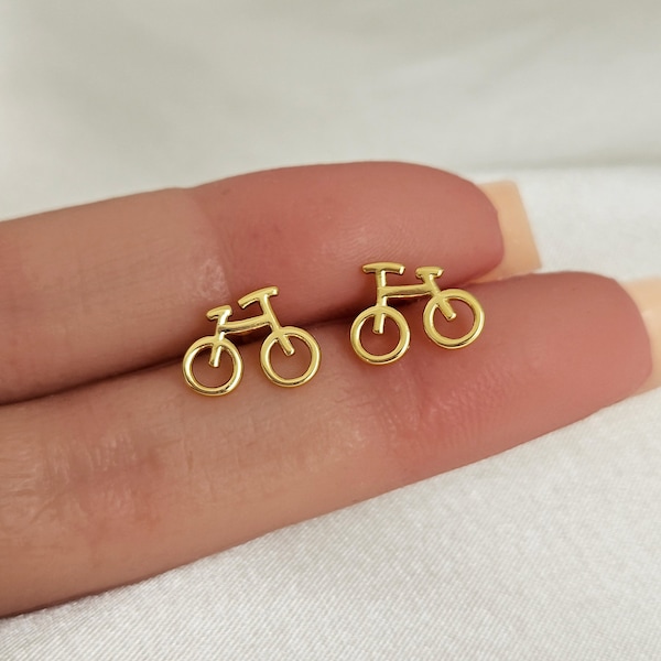 Bicycle Earrings in Sterling Silver Tiny Bicycle Stud Earrings Bike Earrings, Silver Stud Earrings Cartilage Earrings Gift for best friend