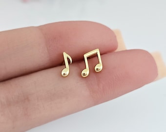 925 Sterling Silver Music Note Jewelry Set - Stud Earrings With Cubic Zirconia For Music Lovers