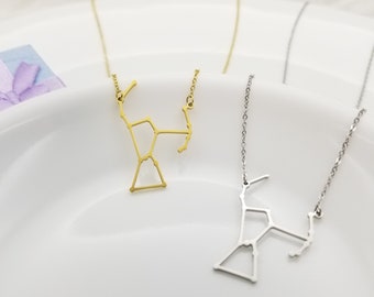 Orion Constellation Necklace in Silver Gold Stainless Steel | Orion The Hunter Star Necklace | Celestial Astrology Horoscope Jewelry