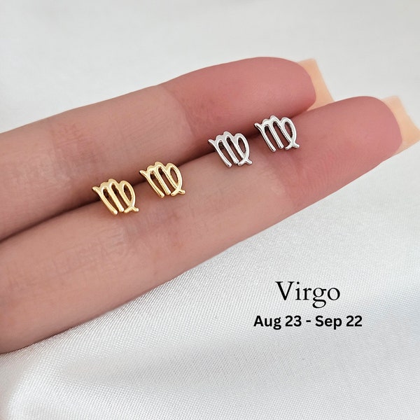 Virgo Gifts Virgo Earrings Studs in Sterling Silver Zodiac Earrings Virgo Tiny Stud Earrings minimalist Earrings Constellation jewelry