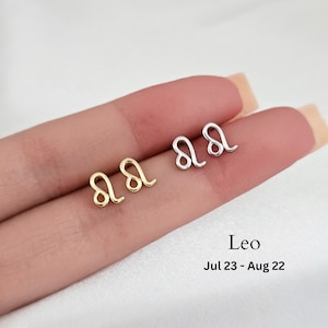 Zodiac Leo Earrings in Sterling Silver Zodiac Leo Stud Earrings Minimalist earrings tiny stud earrings horoscope earrings