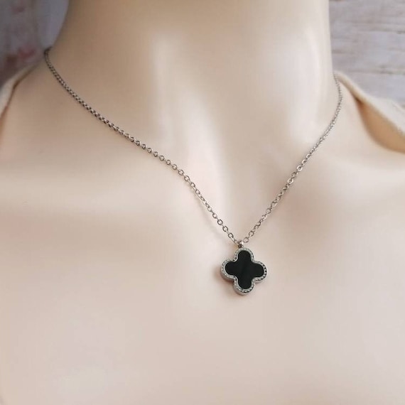 Black Onyx Long Chain Alhambra Clover Necklace For Girls,Teens & Women –  Shining Jewel