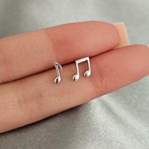 Musical Notes Earring Studs Sterling Silver, Tiny Stud Earrings, Musical Notes Stud Earrings Gold, Sterling Silver Stud Earrings, Minimalist