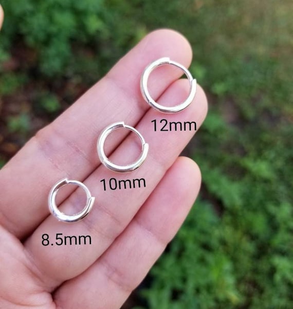 Classic Hoop Earrings in Solid Sterling Silver Small Huggie Hoops
