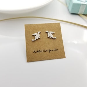 Dragon Earrings in Solid Sterling Silver, Tiny Dragon Stud Earrings Minimalist Post Earrings, Dainty Earrings Cartilage Earrings