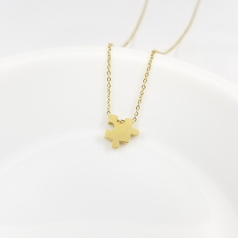 Interlocking Puzzle Piece Necklace, Friendship Gift, Tiny Jigsaw Charm ...