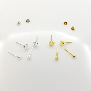 Tiny Flat Circle Stud Earrings in 925 Sterling Silver or Gold, Unisex Earrings for Kids or Adult, Perfect Everyday Earrings, 3mm 5mm