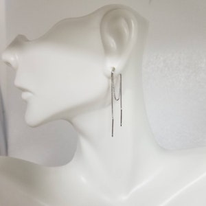 Threader Earrings Gold Rose Gold Silver Threader Earrings, Box Chain Earrings Drop Earrings, Silver Earrings Dangle Earrings image 7