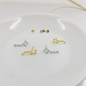 Little Dipper and Big Dipper Constellation Stud Earrings with Sparkle CZ Stone in Sterling Silver |  North Star | Big Bear | Little Bear