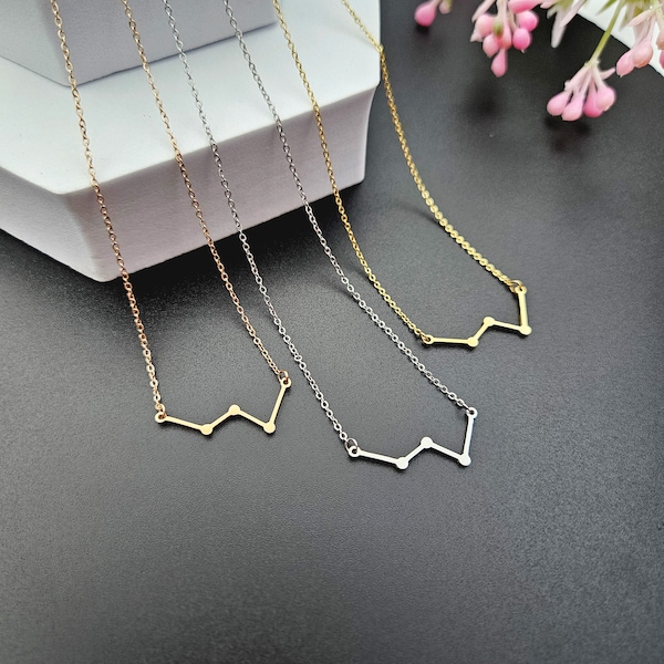 Cassiopeia Constellation Necklace in gold, rose gold and silver Cassiopeia Star Necklace