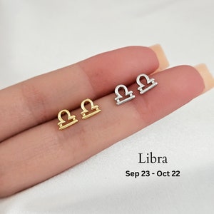 Zodiac Earrings Libra Sterling Silver Tiny Silver Stud Earrings Constellation Libra Celestial Earrings Horoscope Jewelry